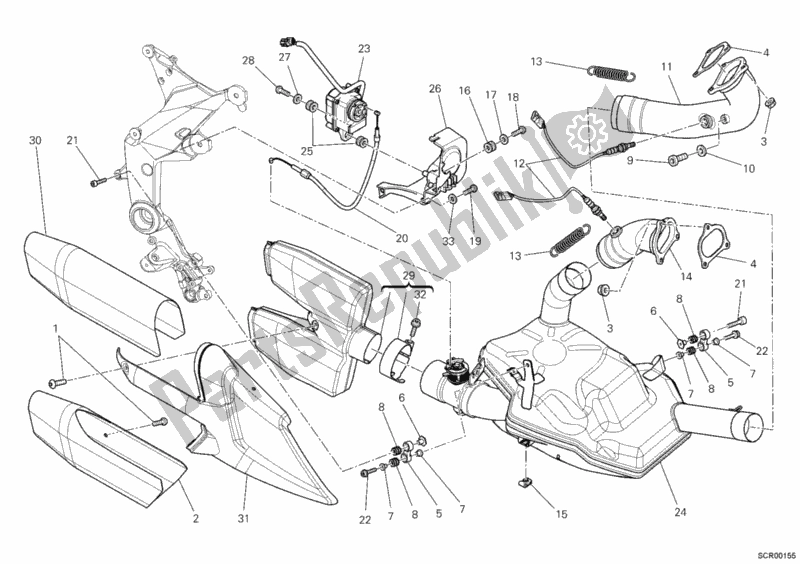 Todas las partes para Sistema De Escape de Ducati Multistrada 1200 USA 2012